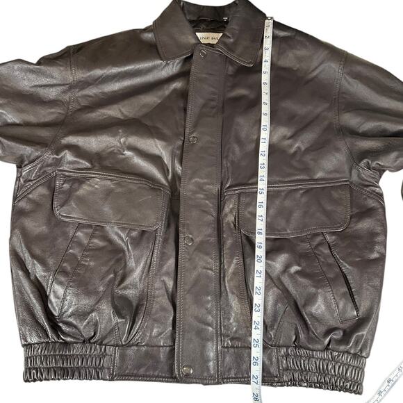Vintage Irvine Park Genuine Leather Bomber Jacket Brown Full Zip Button Closure - Picture 9 of 14